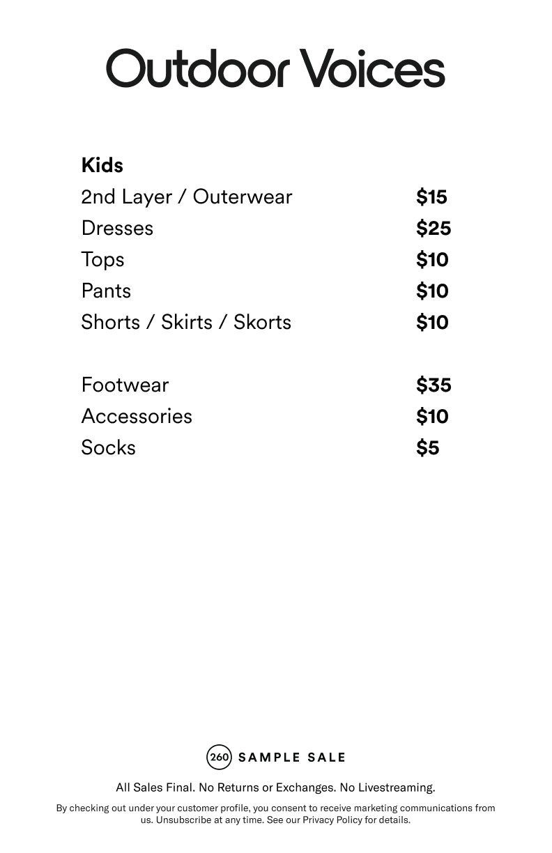 Price table
