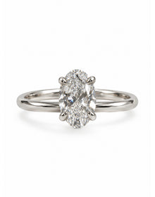 Oval Lab Diamond Solitaire Silver Ring | Silver