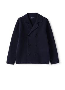 Double-Breasted Cardigan in Organic Cotton | Blue