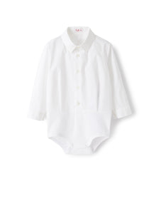 Shirt-Style Bodysuit in Poplin | White/White