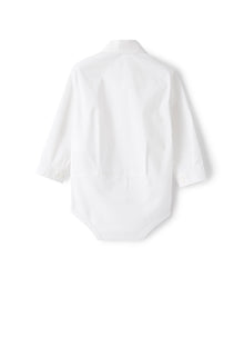 Shirt-Style Bodysuit in Poplin | White/White