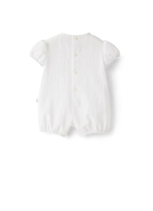 Romper Suit in Textured Cotton | White/White