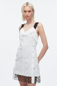 Corded Lace Mini Dress | White/Black