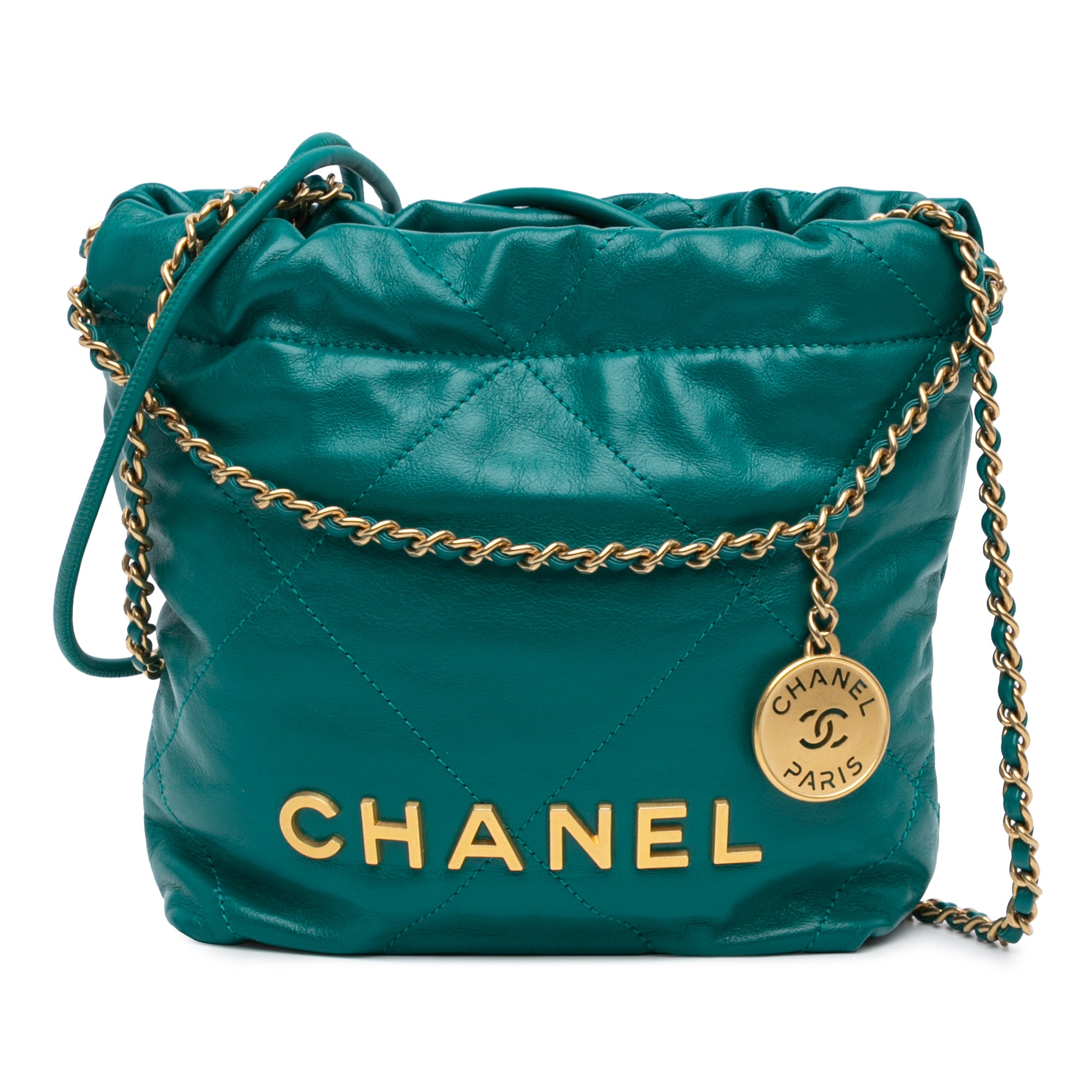 Chanel | Pre-Owned Mini Shiny Calfskin 22 Handbag - I | Green