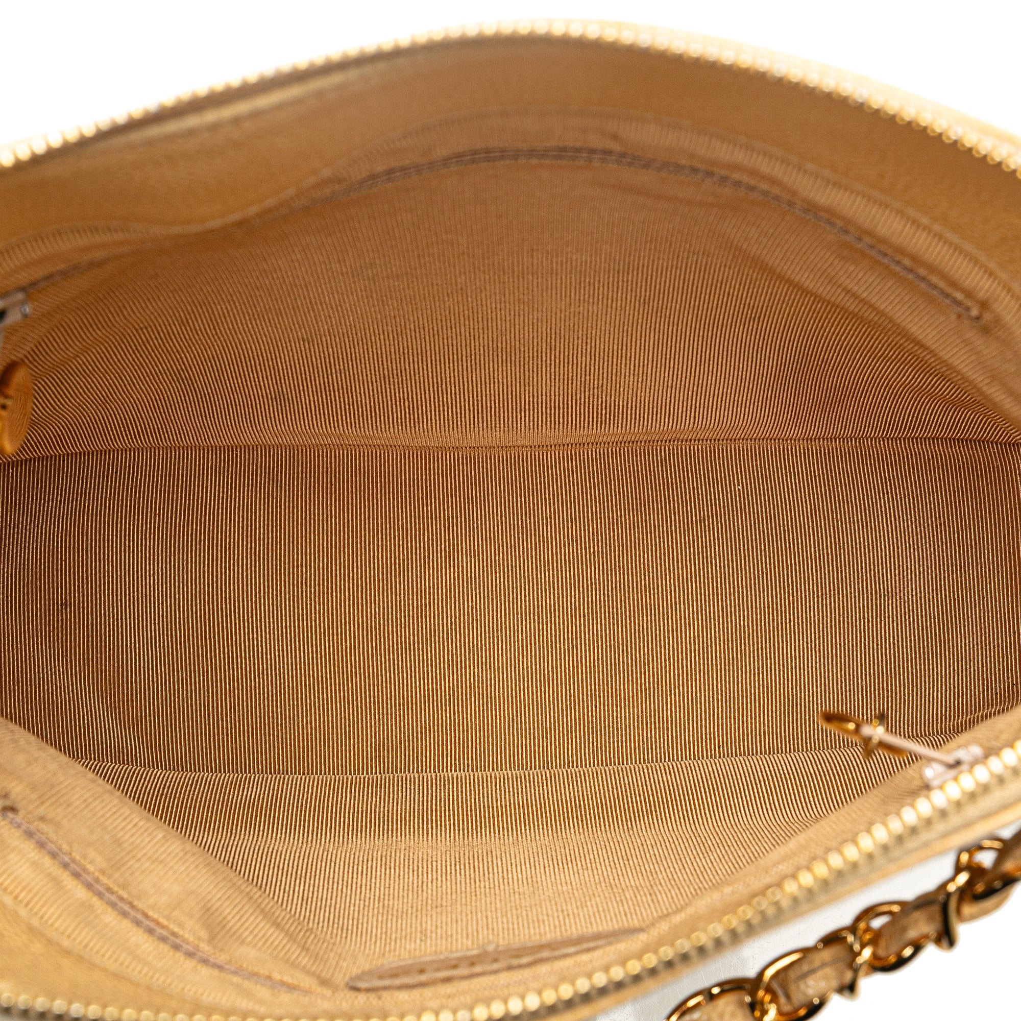 Chanel | Pre-Owned Caviar Logo Chain Shoulder Bag | Yellow/Light Yellow