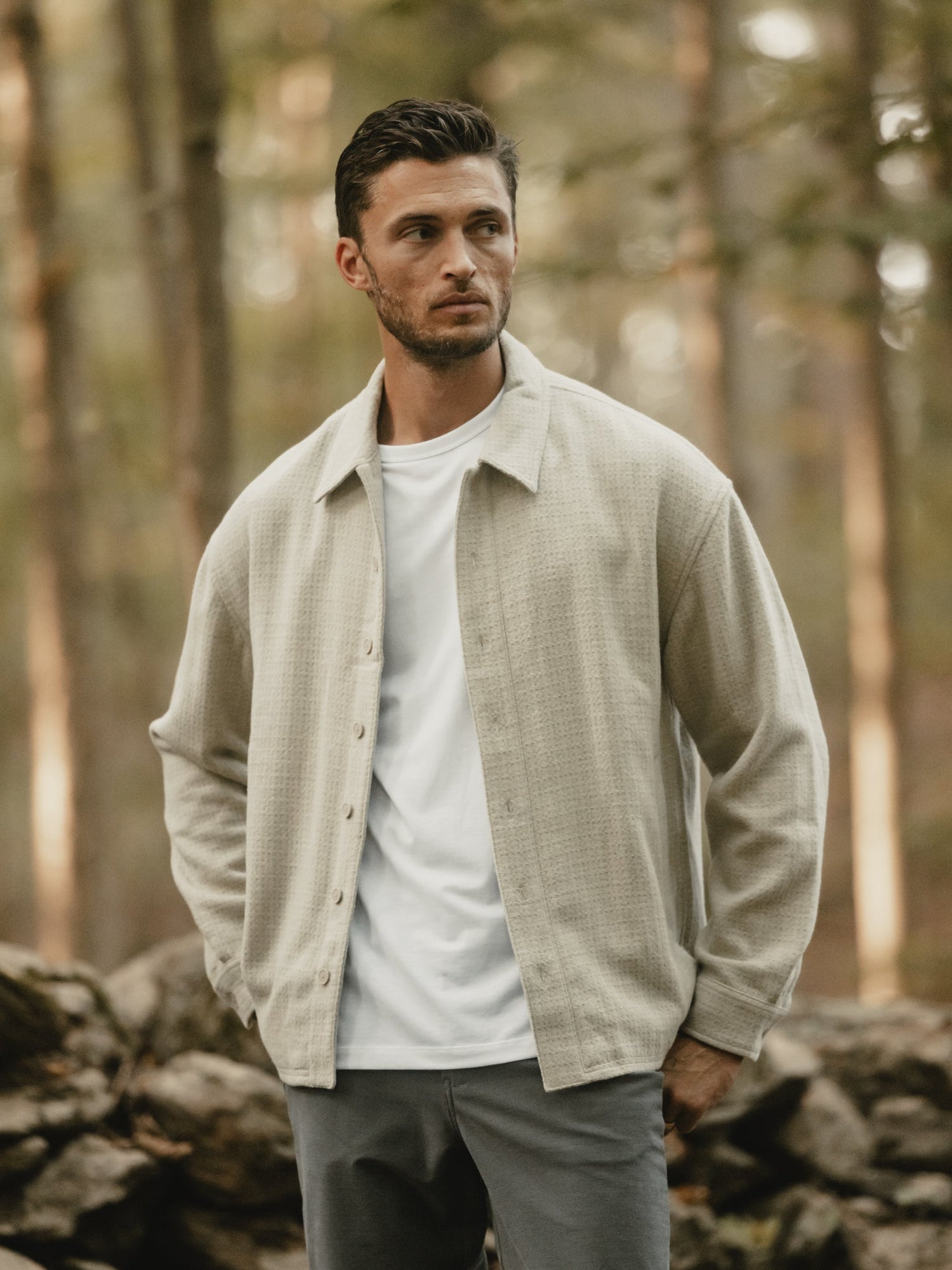 Unisex | Horizon Classic-Fit Tweed Shacket | Parchment