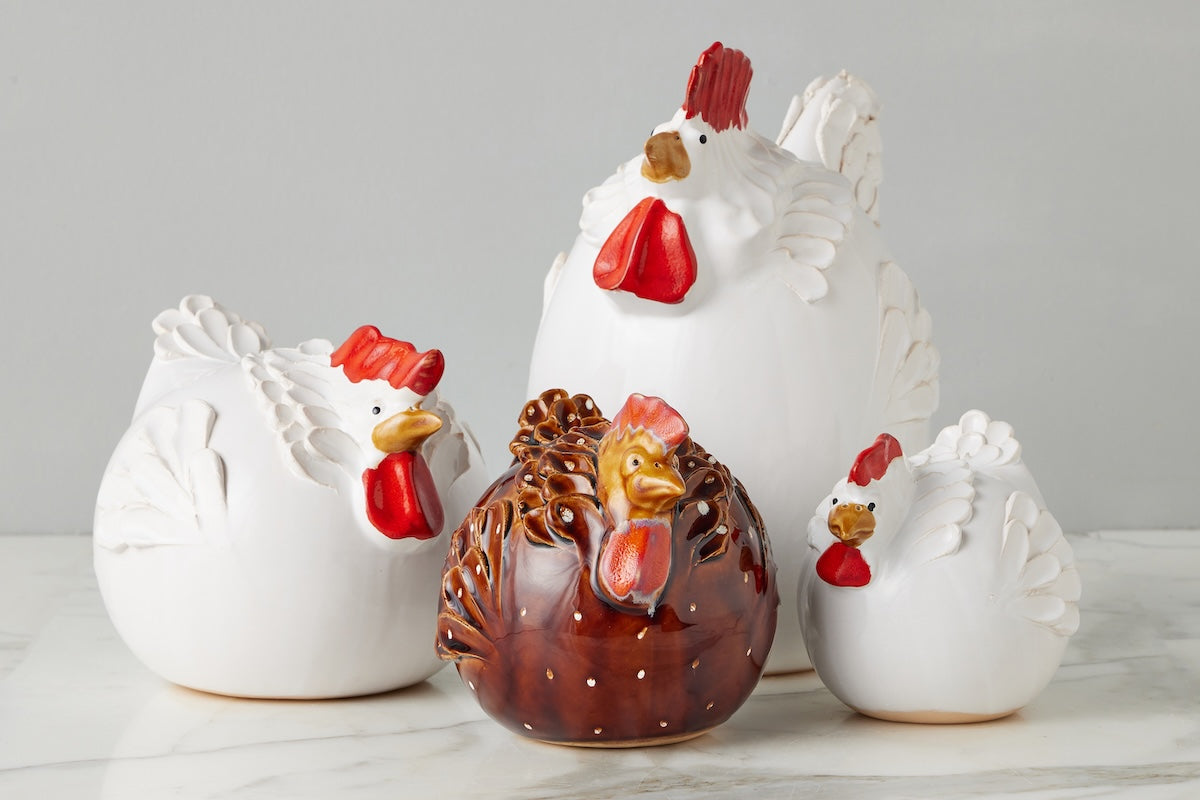 Ceramic Country French Hen | White | Small