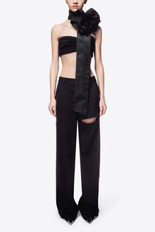 Asymmetric Slit Trouser | Black