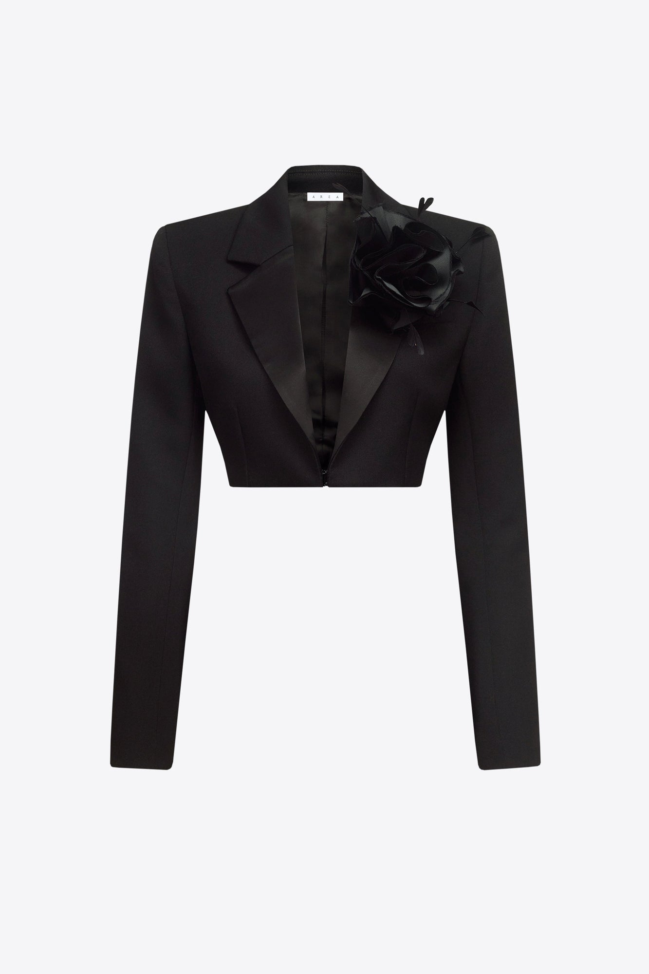 Flower Corsage Cropped Blazer | Black