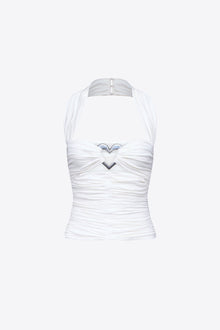 Heart Ruched Halter Top | Off White