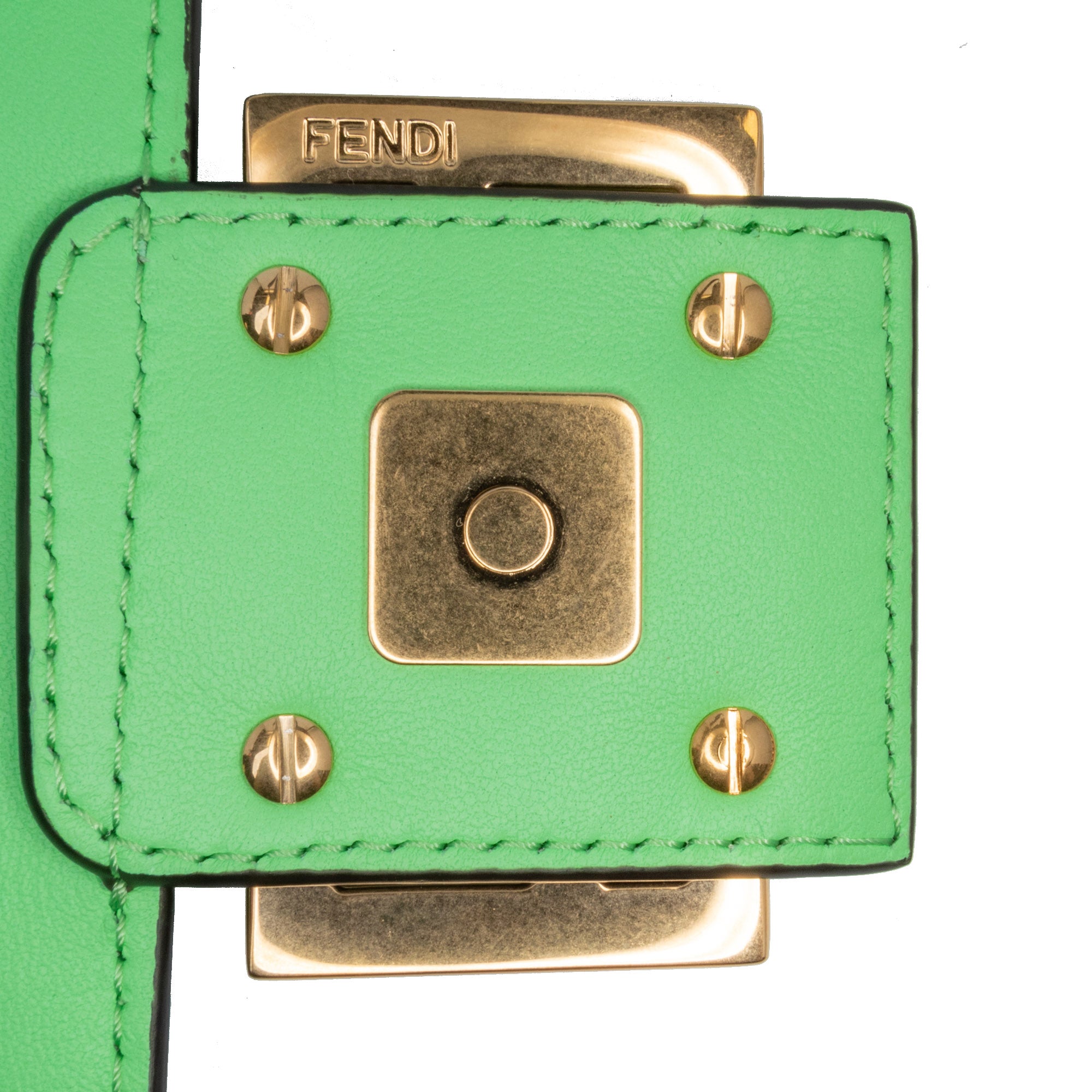 Fendi | Pre-Owned Zucca Embossed Leather Chain Midi Baguette - II | Green/Light Green