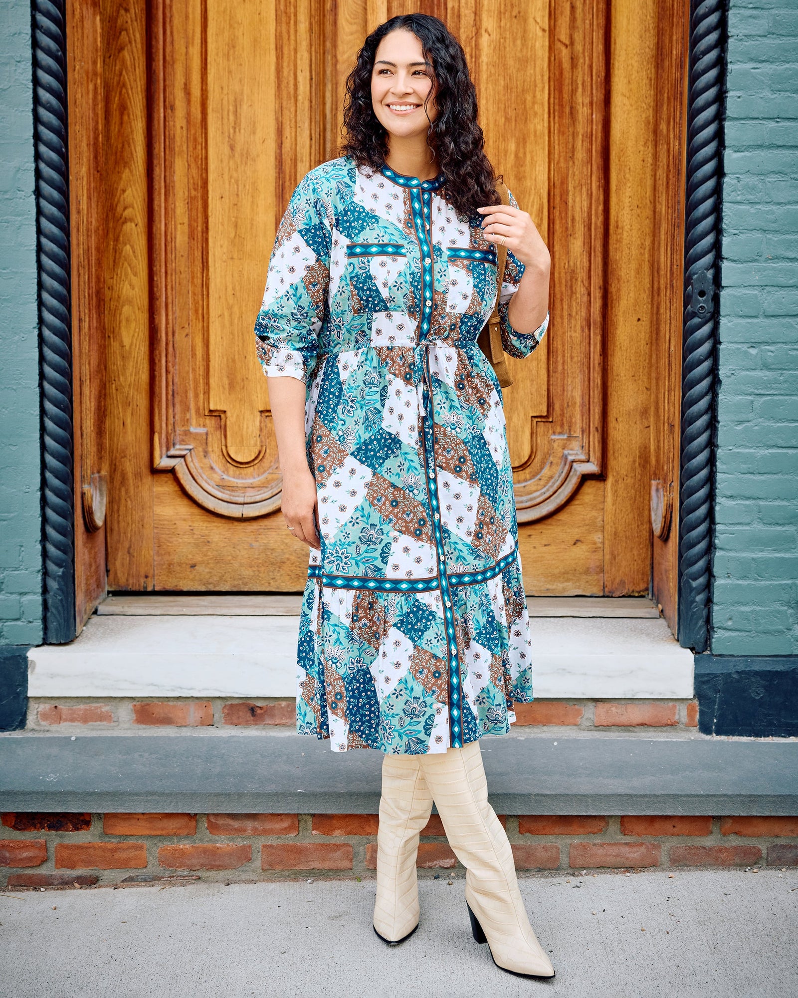 Vintage Patchwork - Showstopper Dress - Mocha - Printfresh