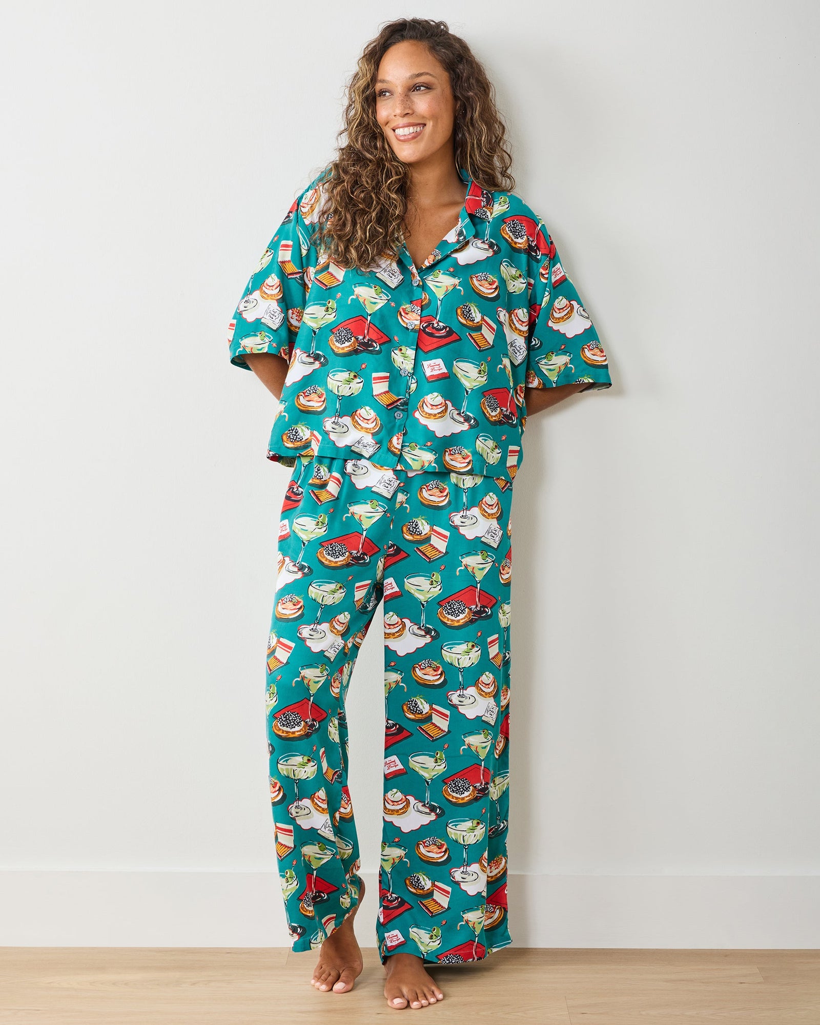 Blinis & Martinis - Eco Satin Wildest Dreams Set - Mid Century Blue - Printfresh