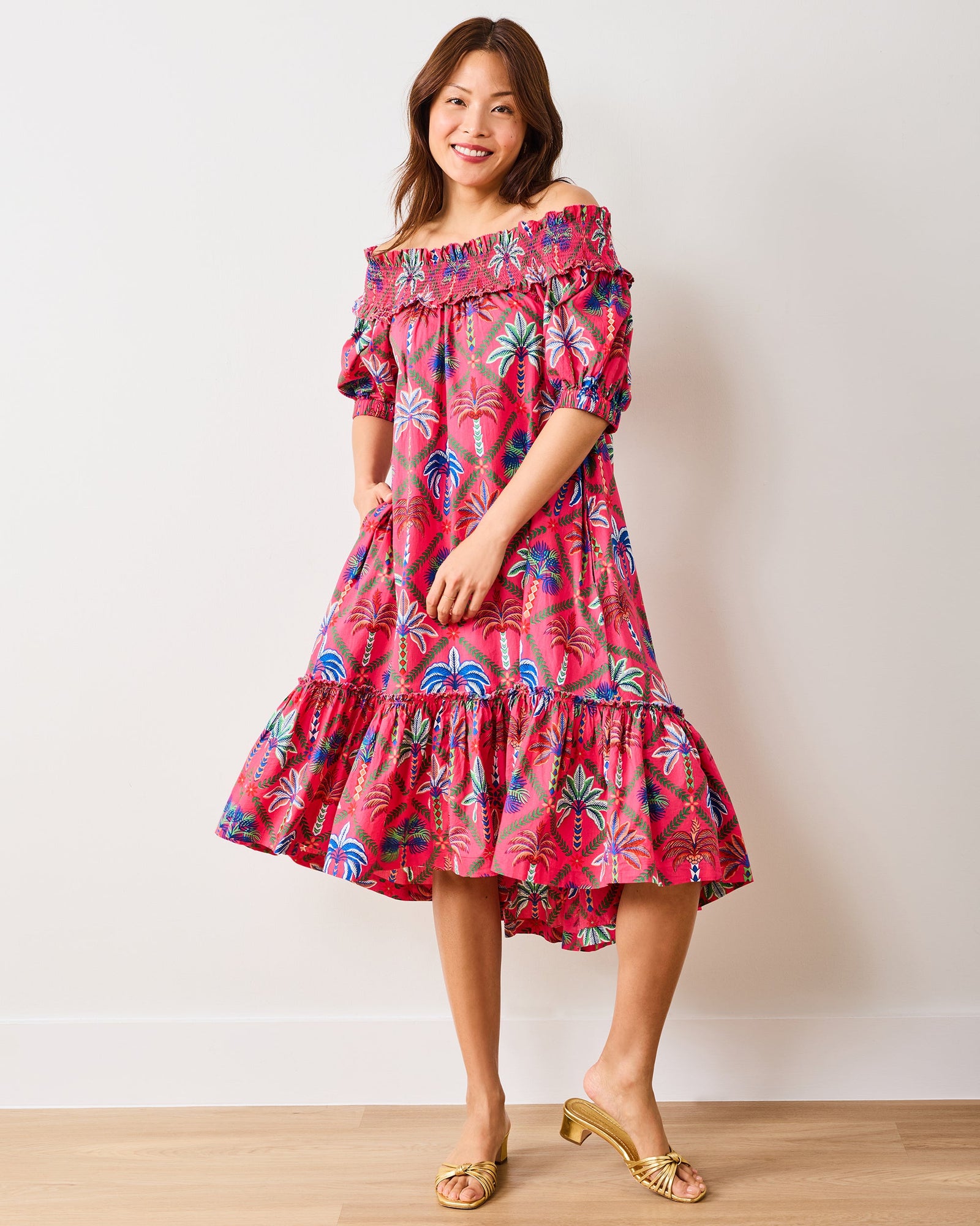 Palm Tree Paradise - Ximena Dress - Cocktail Umbrella - Printfresh