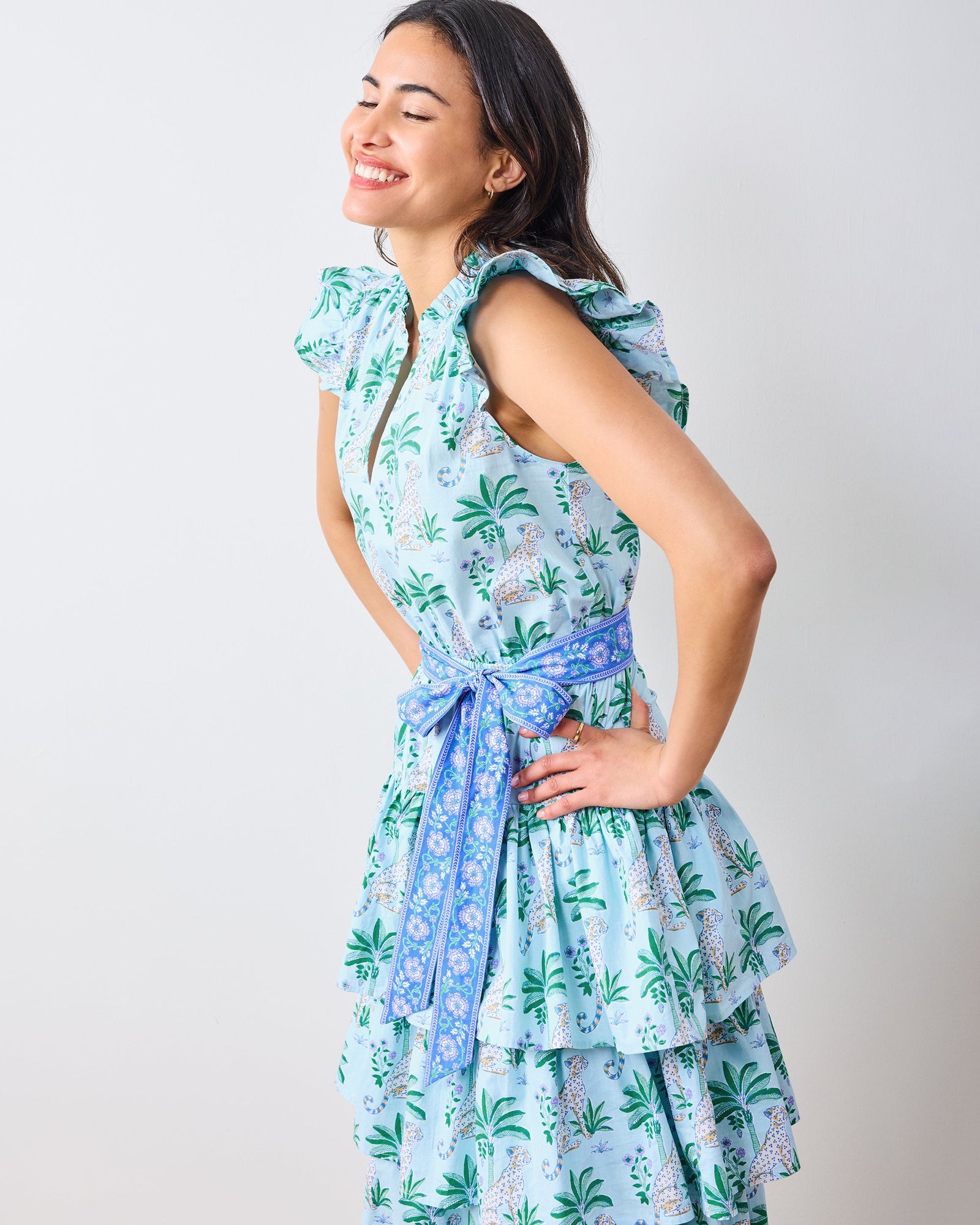 Leopard Mirage - At Ease Dress - Oasis Sky - Printfresh