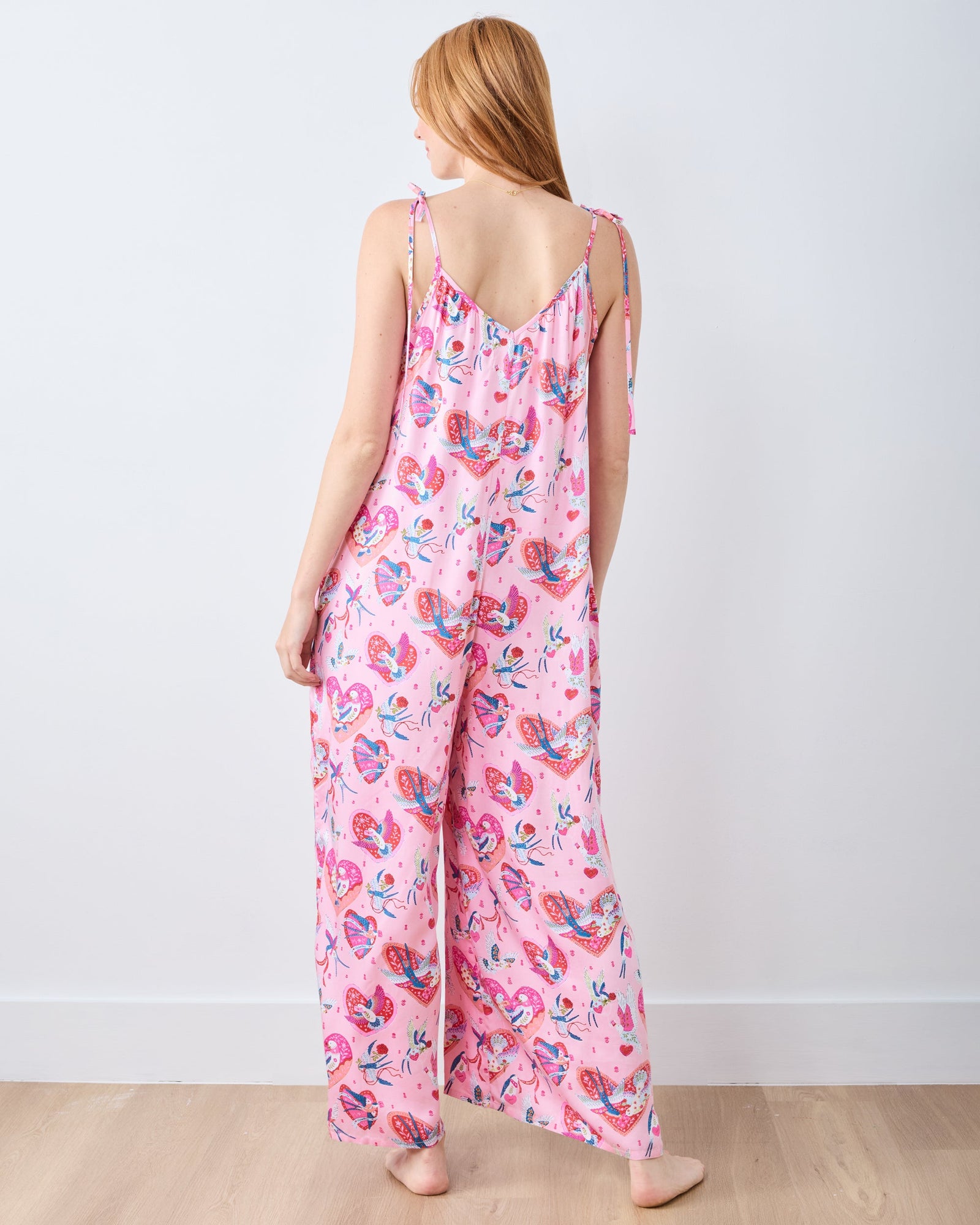 Swooning Sparrows - Eco Satin Jaipur Jumpsuit - Pink Petal - Printfresh