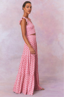 Womens | Phia Floral Printed Smocked Maxi Skirt | Cherry Pink