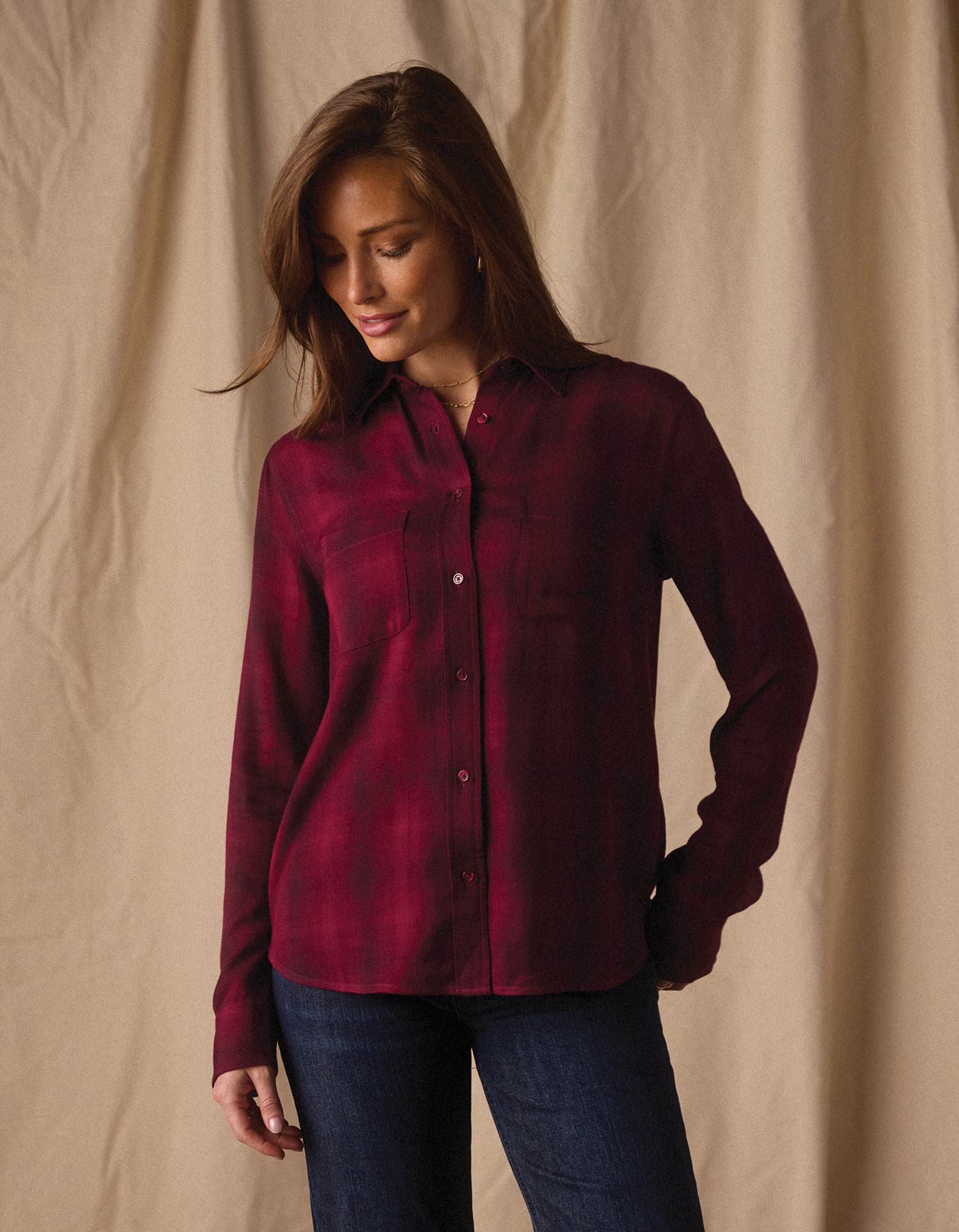 Women | Harper Button Up | Fig Plaid