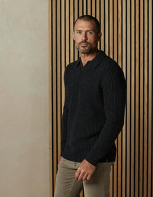 Men | Marled Polo Sweater | Charcoal
