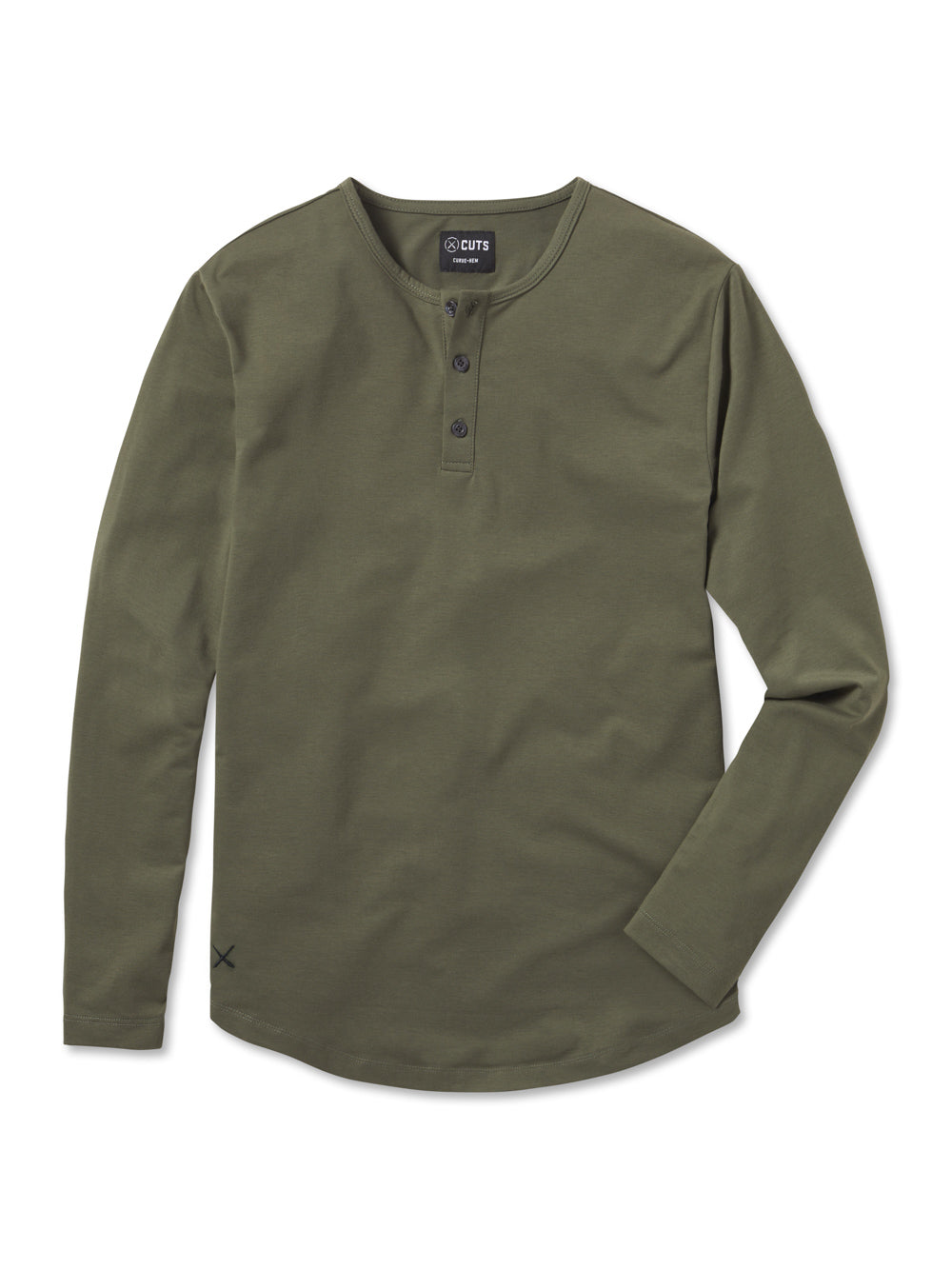 AO Long Sleeve Henley Curve-Hem | Pine Signature-fit PYCA Pro