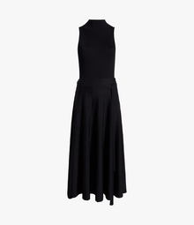 Women | Pleated Mock Neck Dress | Black