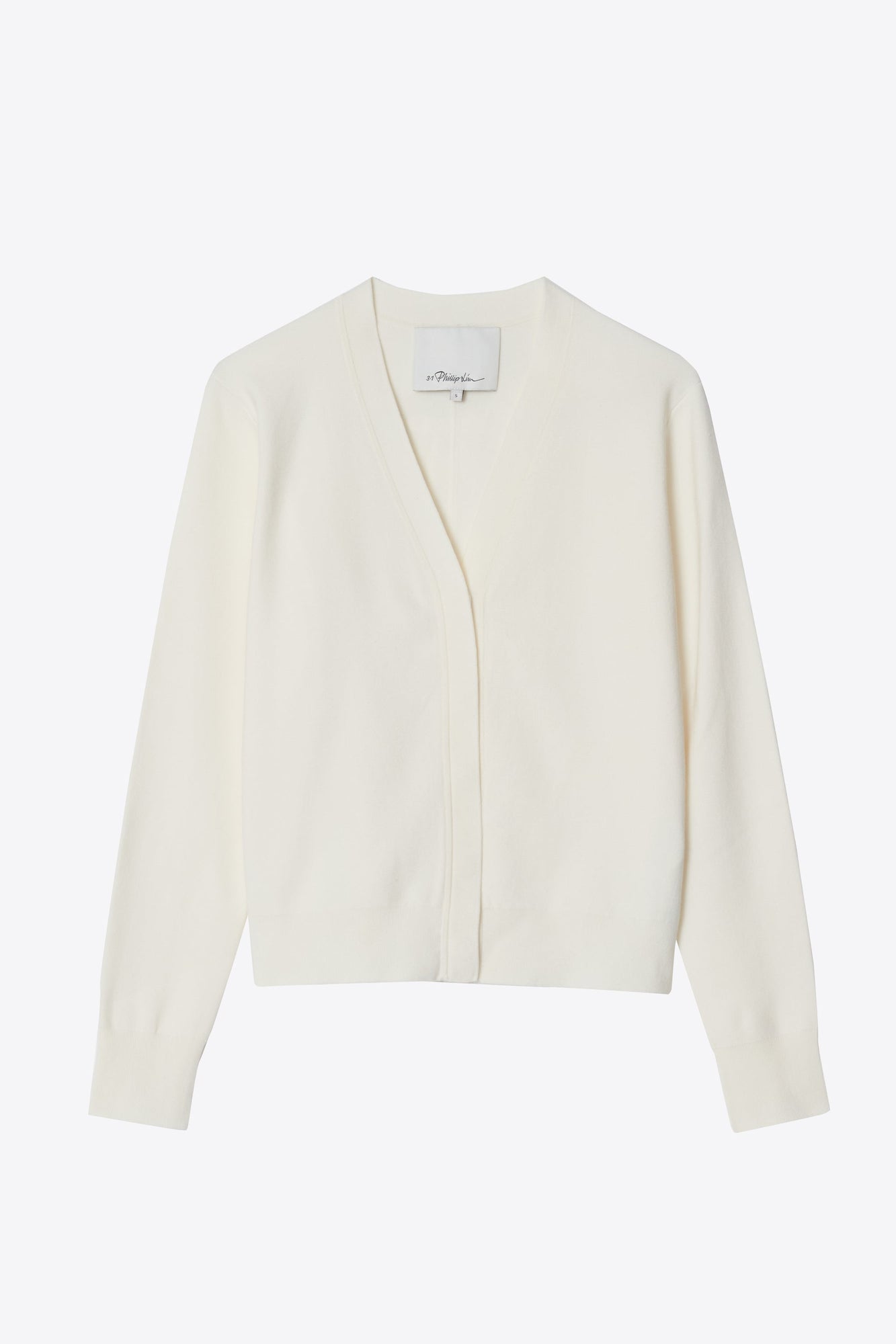 Cotton Blend Crepe V-Neck Cardigan | Cream