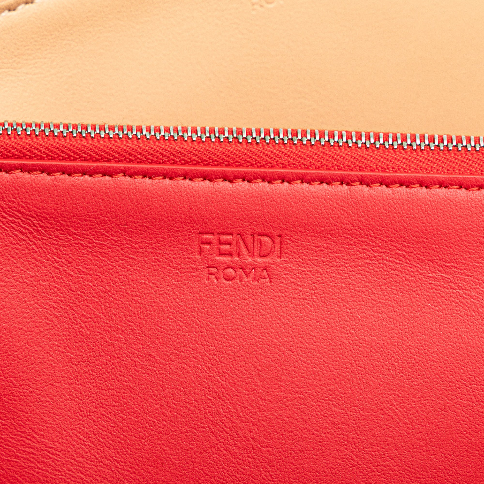 Fendi | Pre-Owned Zucca Leather and Raffia Triplette Clutch | Brown/Beige