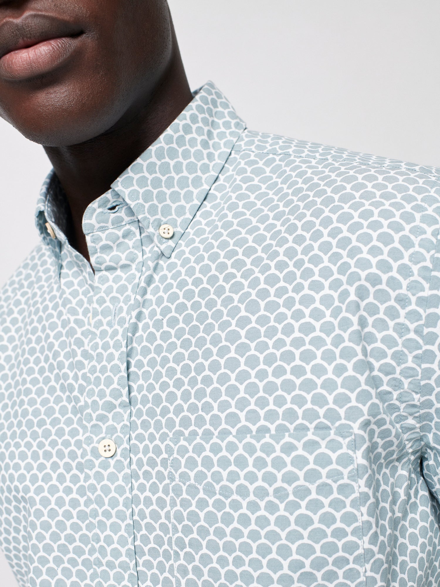 Mens - Short Sleeve Stretch Playa Shirt | Jade Fishscale