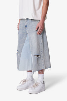 Paneled Denim Shorts | Washed Light Blue