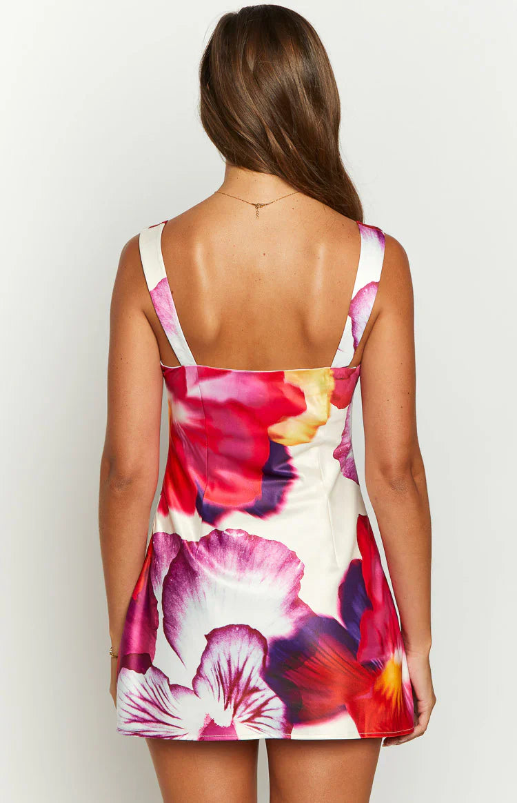 Pansy Floral Sleeveless Mini Dress | Pink