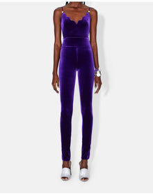 Pat Globe Velvet Bodysuit | Purple