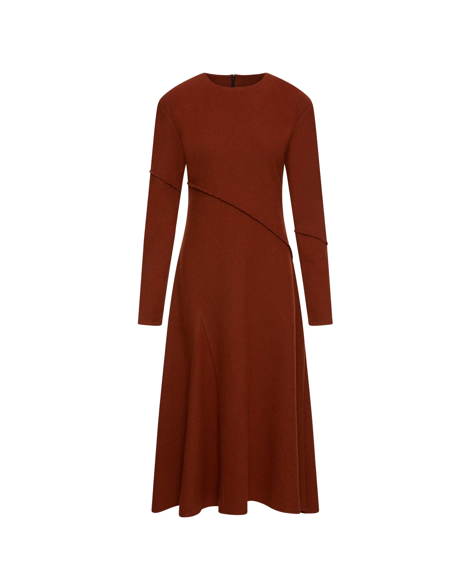 Patchwork Dress in Wool Jersey | Terracotta