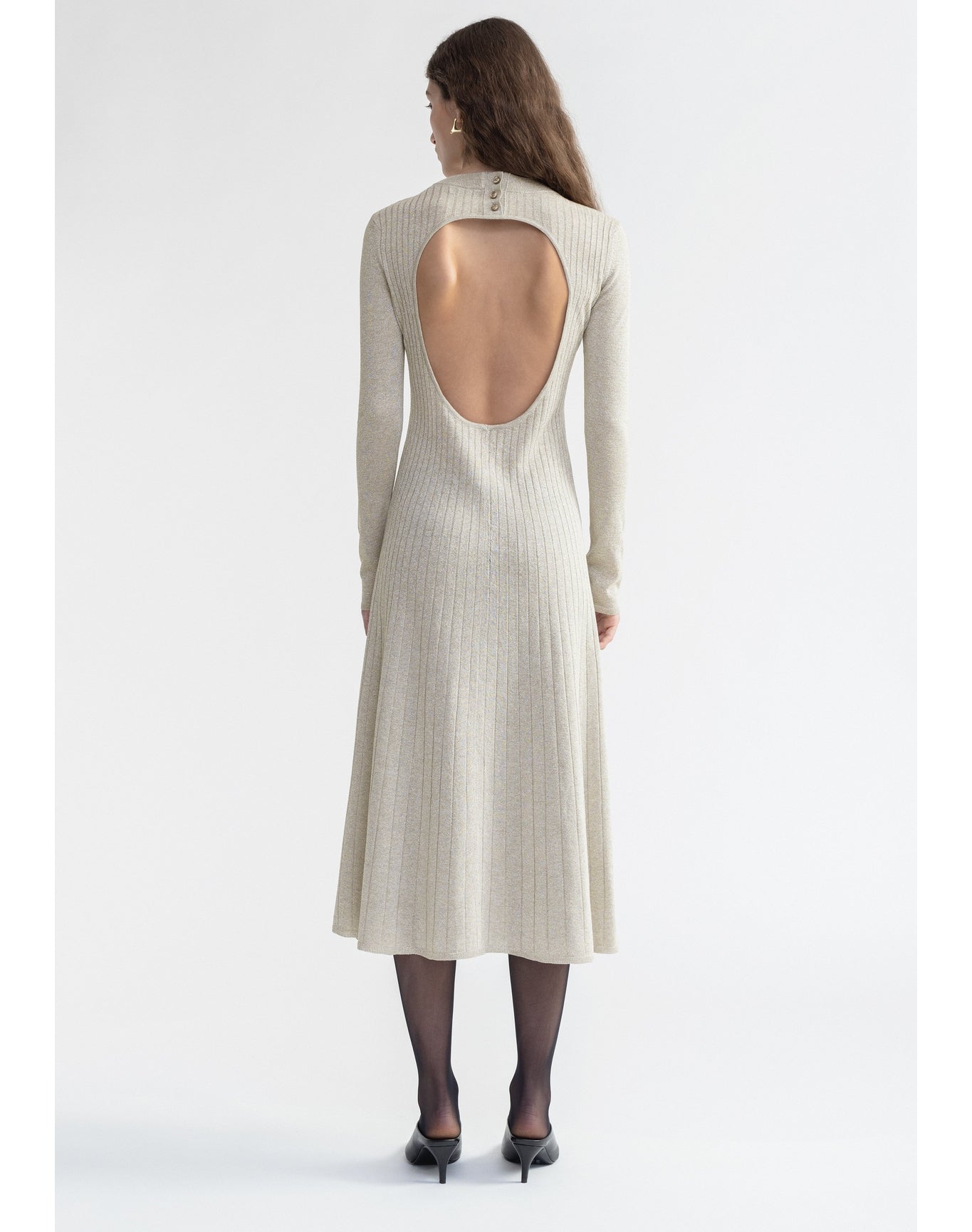 Pavlova | Sparkly Ribbed Midi Dress | Ivory