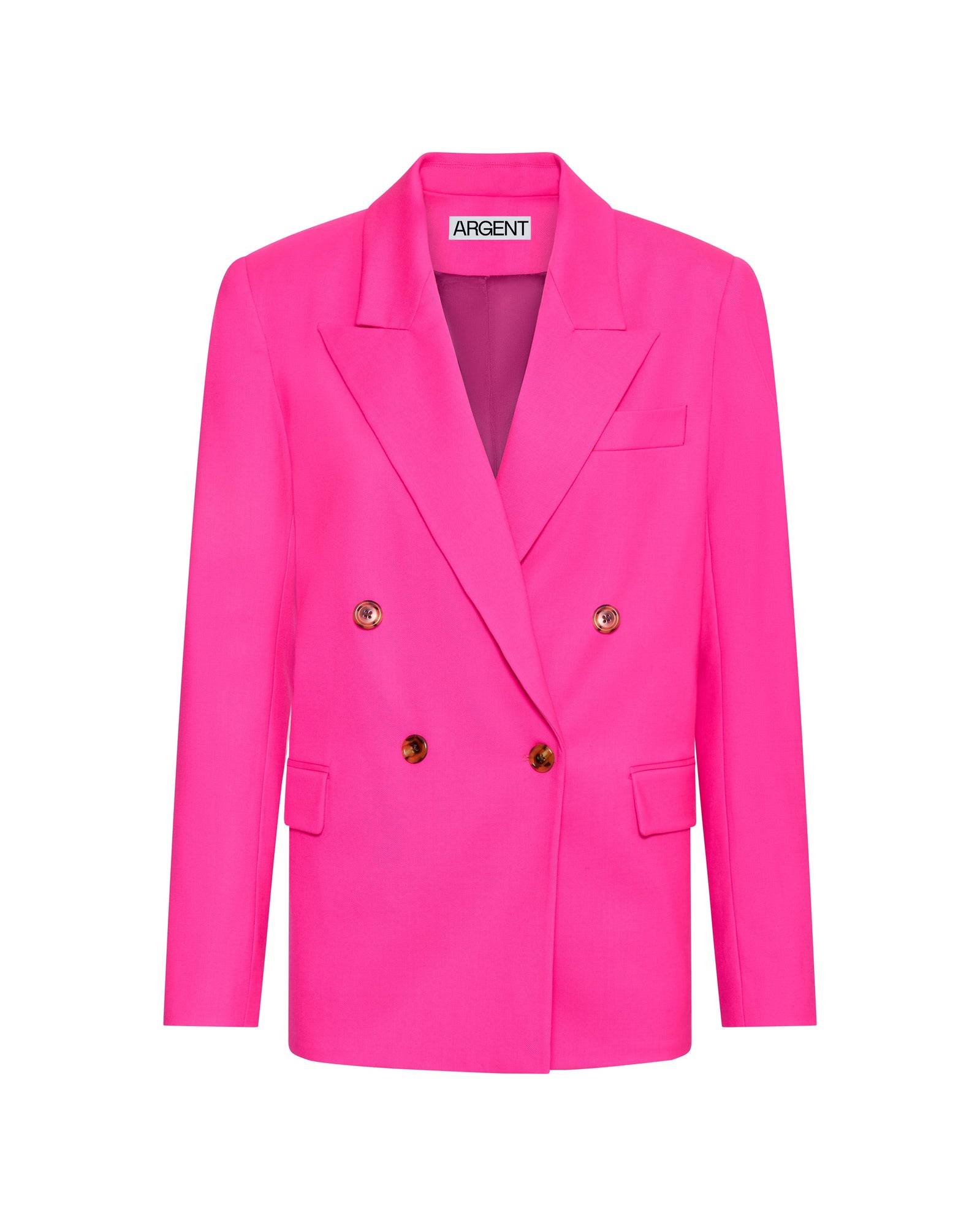 Peak Lapel Blazer in Seasonless Wool | Bright Pink