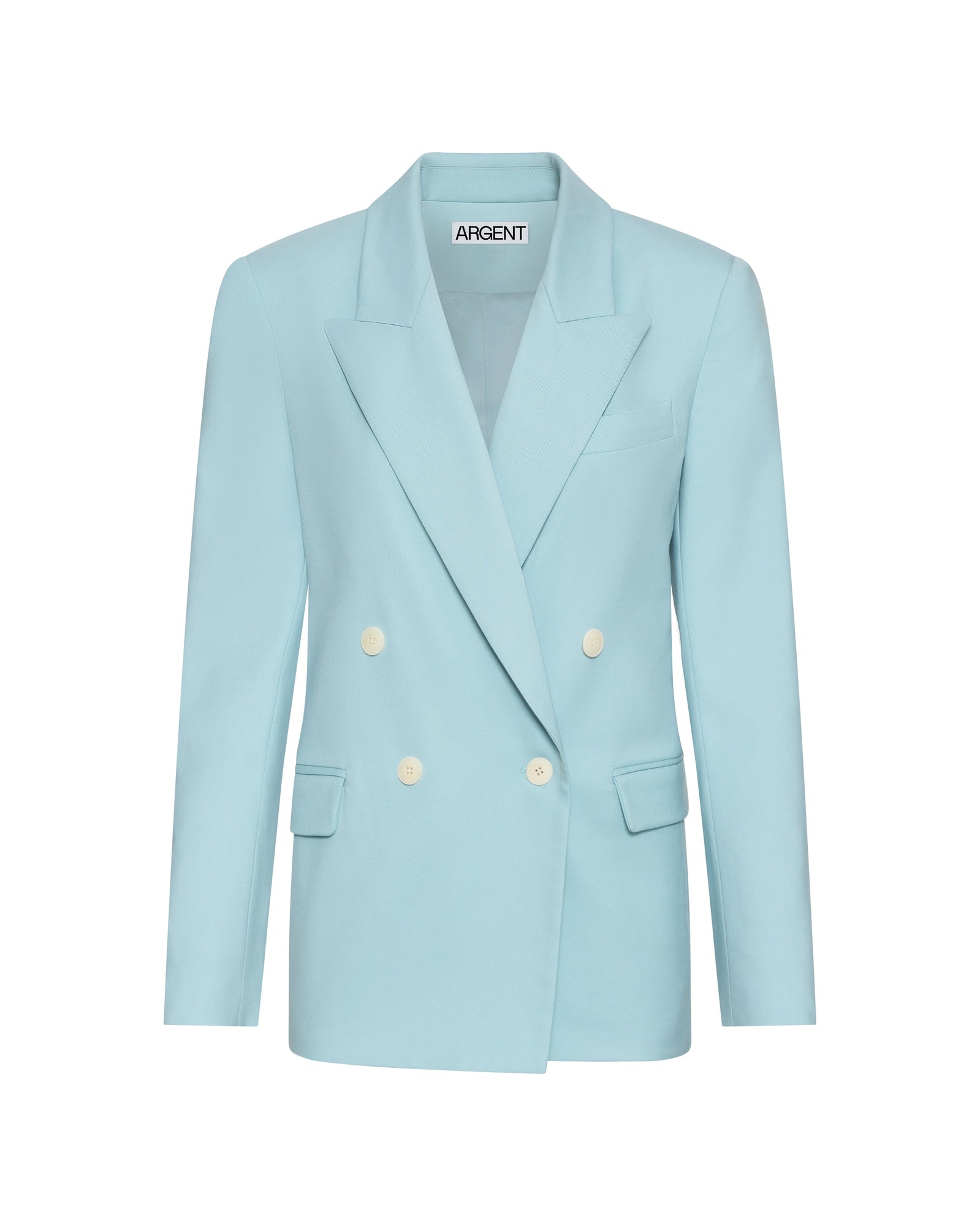 Peak Lapel Blazer in Seasonless Wool | Seafoam Blue