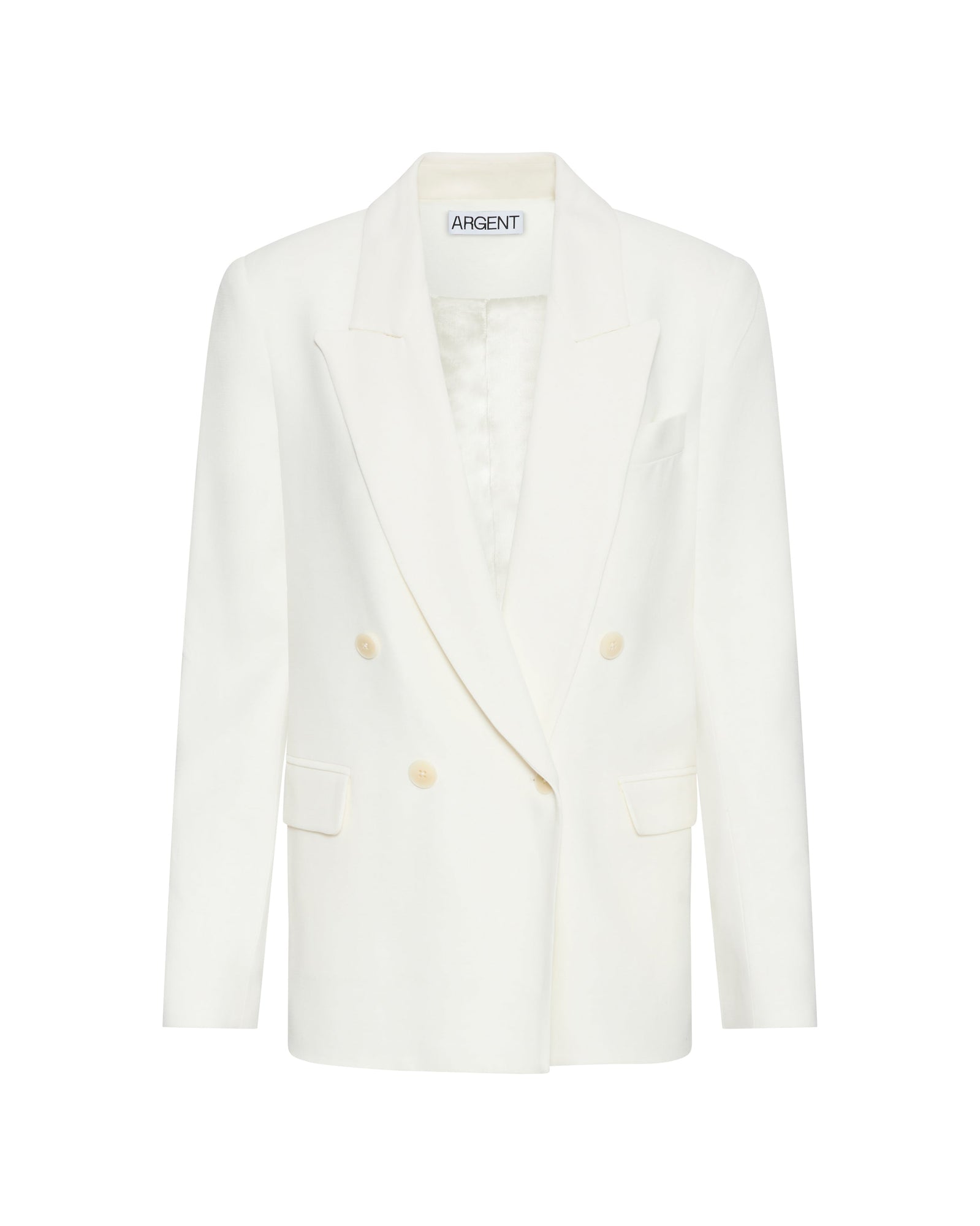 Peak Lapel Blazer in Viscose Wool Crepe | Ivory