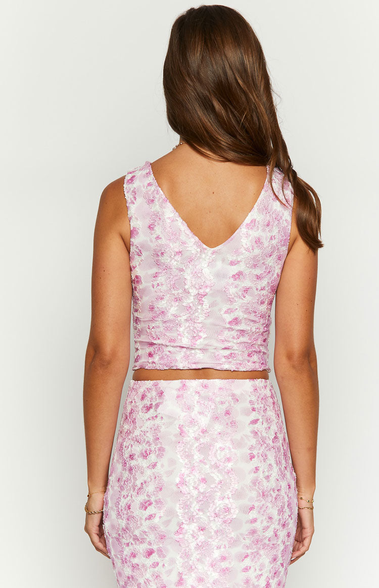 Peony Paradise Lace Crop Top | Pink