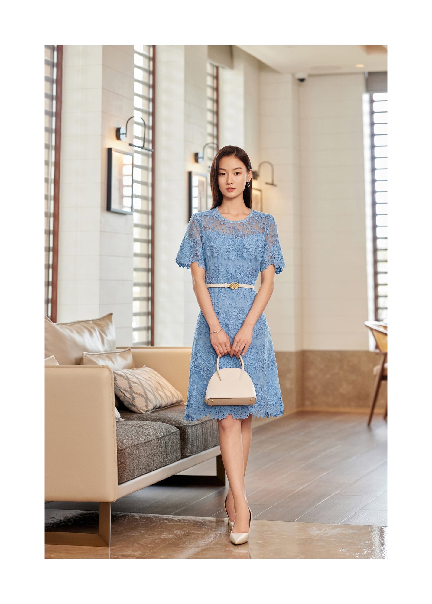Peony Embroidered Dress | Blue