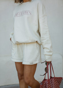 BOXING SWEATSHORT - VINTAGE WHITE - TAN + LINES by Sivan Ayla