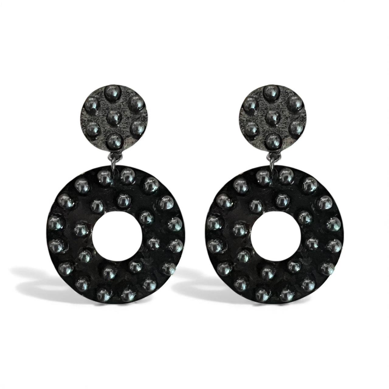 Ziva Silver Clip-On Earrings | Black/Silver