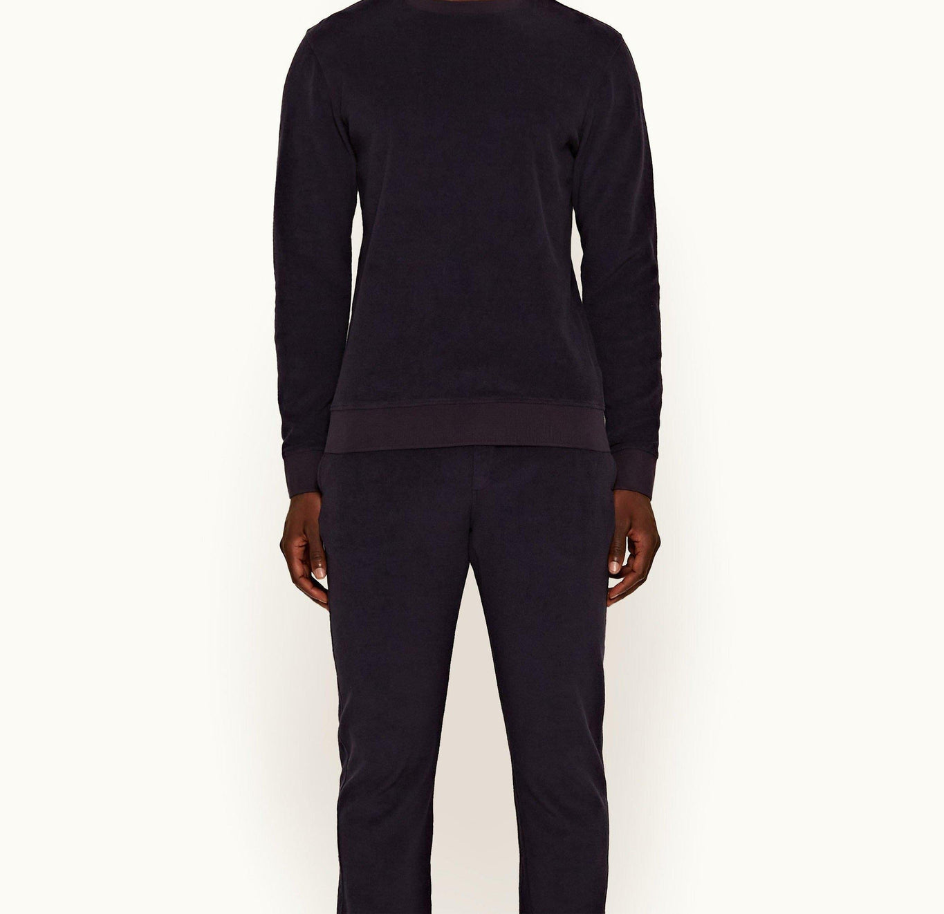 Pierce Towelling Classic Fit Brushed Towelling Sweatshirt | Navy