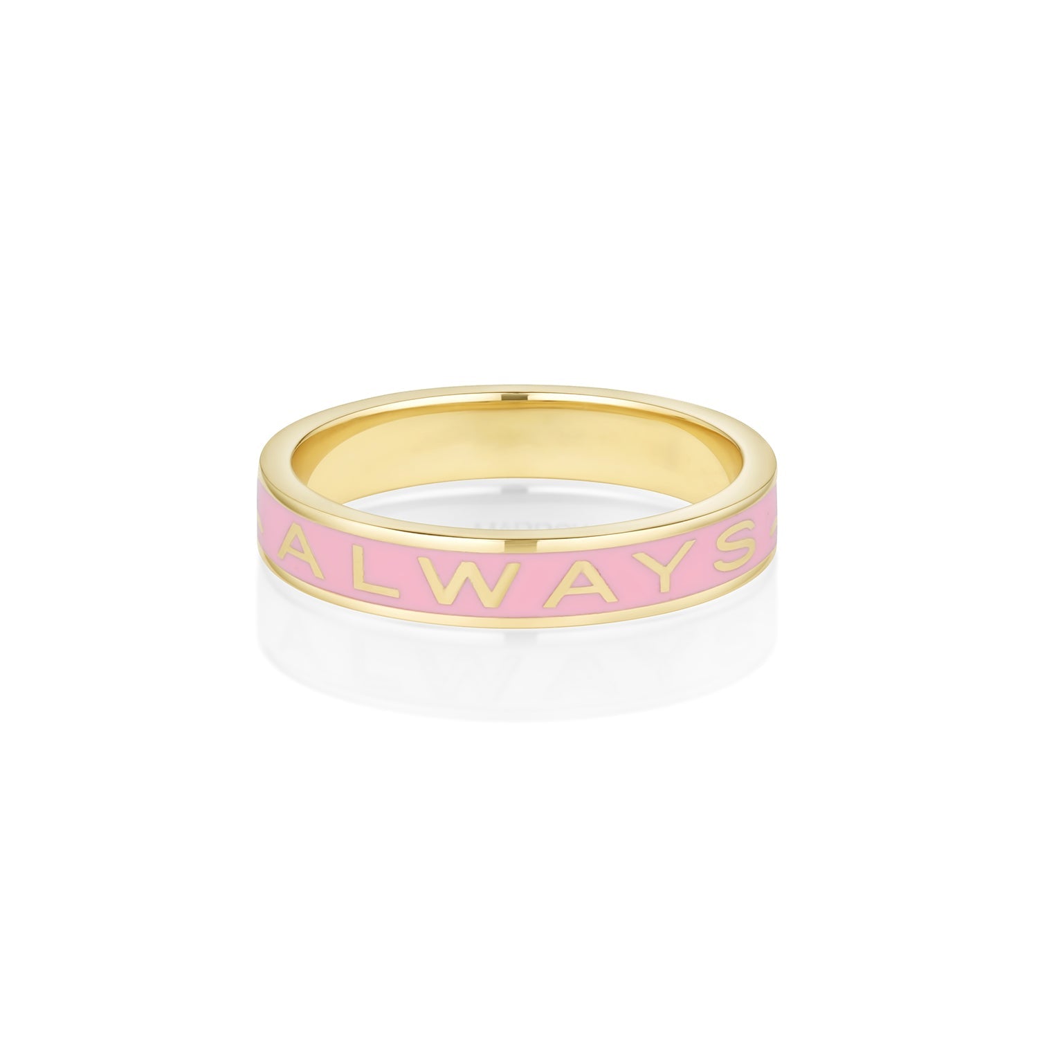 Women | "Always" Gold Memory Ring – Pink Enamel | 14k Yellow Gold