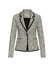 Piped Blazer in Spring Tweed | Ivory/Black Multi