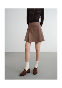 Plaid A-Line Skirt | Brown