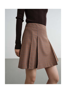 Plaid A-Line Skirt | Brown