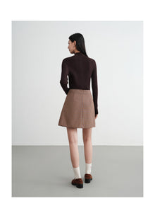 Plaid A-Line Skirt | Brown