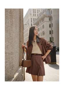 Plaid A-Line Skirt | Brown