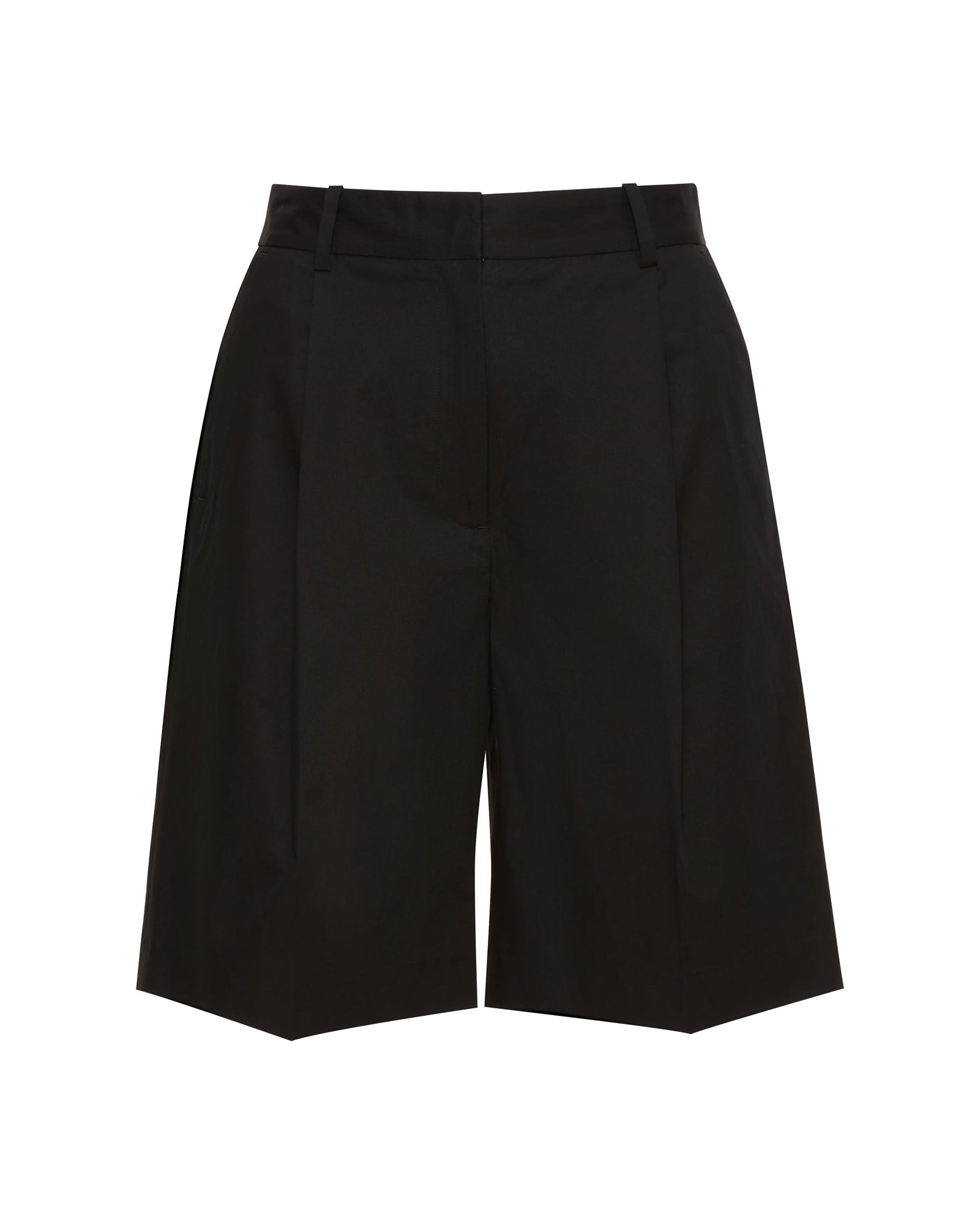 Pleated Shorts in Cotton Twill | Black