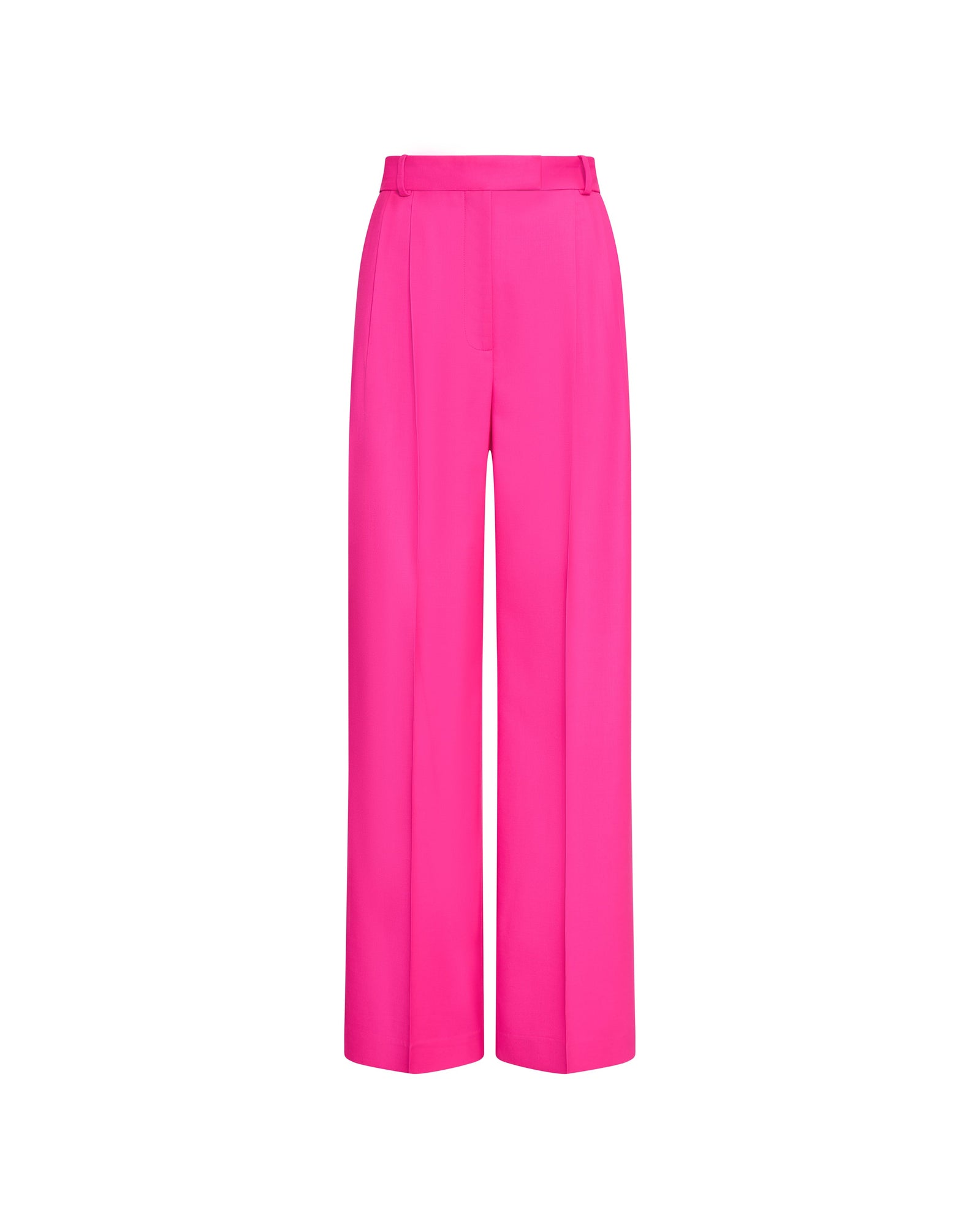 Pleated Trouser in Seasonless Wool | Bright Pink