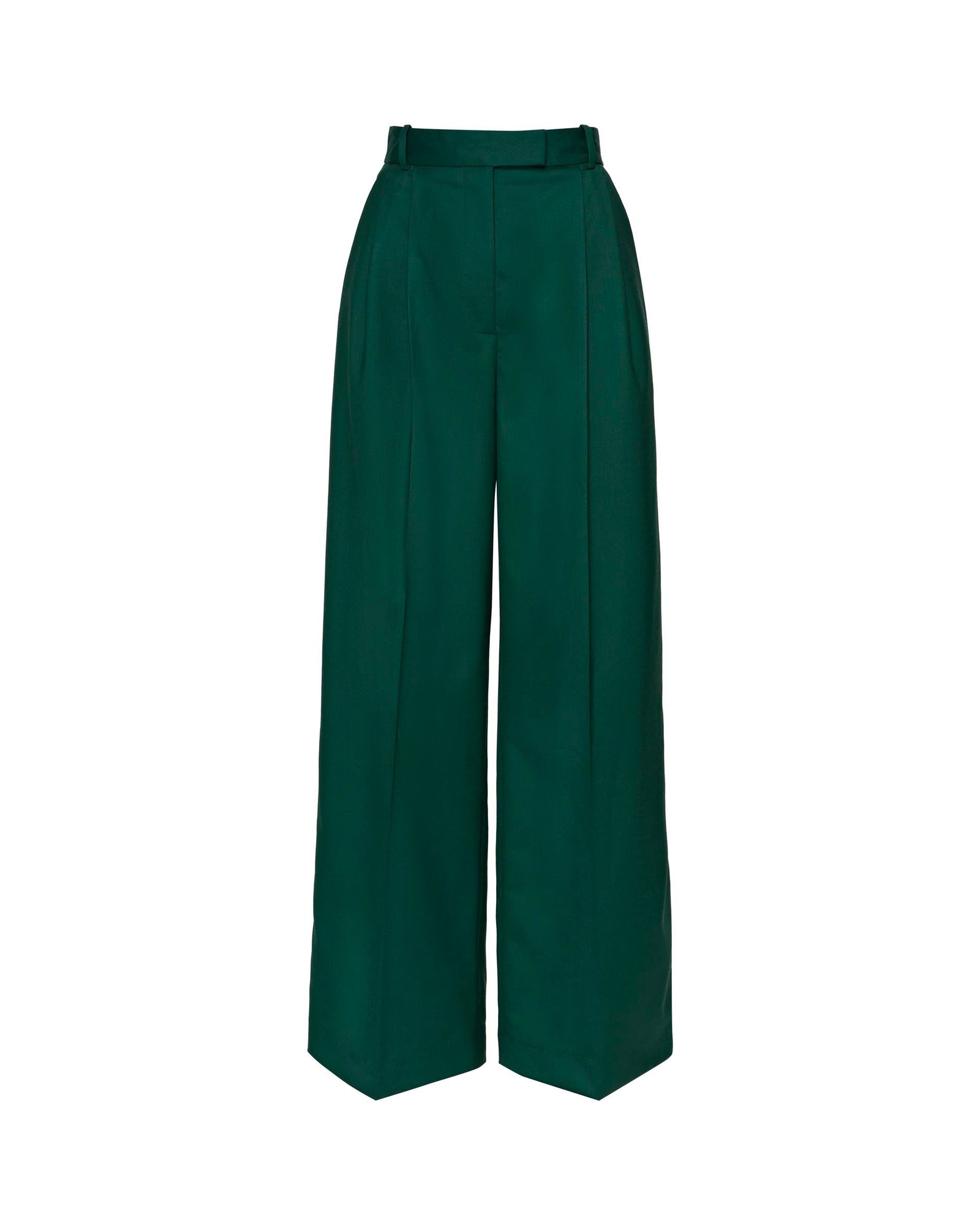 Pleated Trouser in Seasonless Wool | Emerald